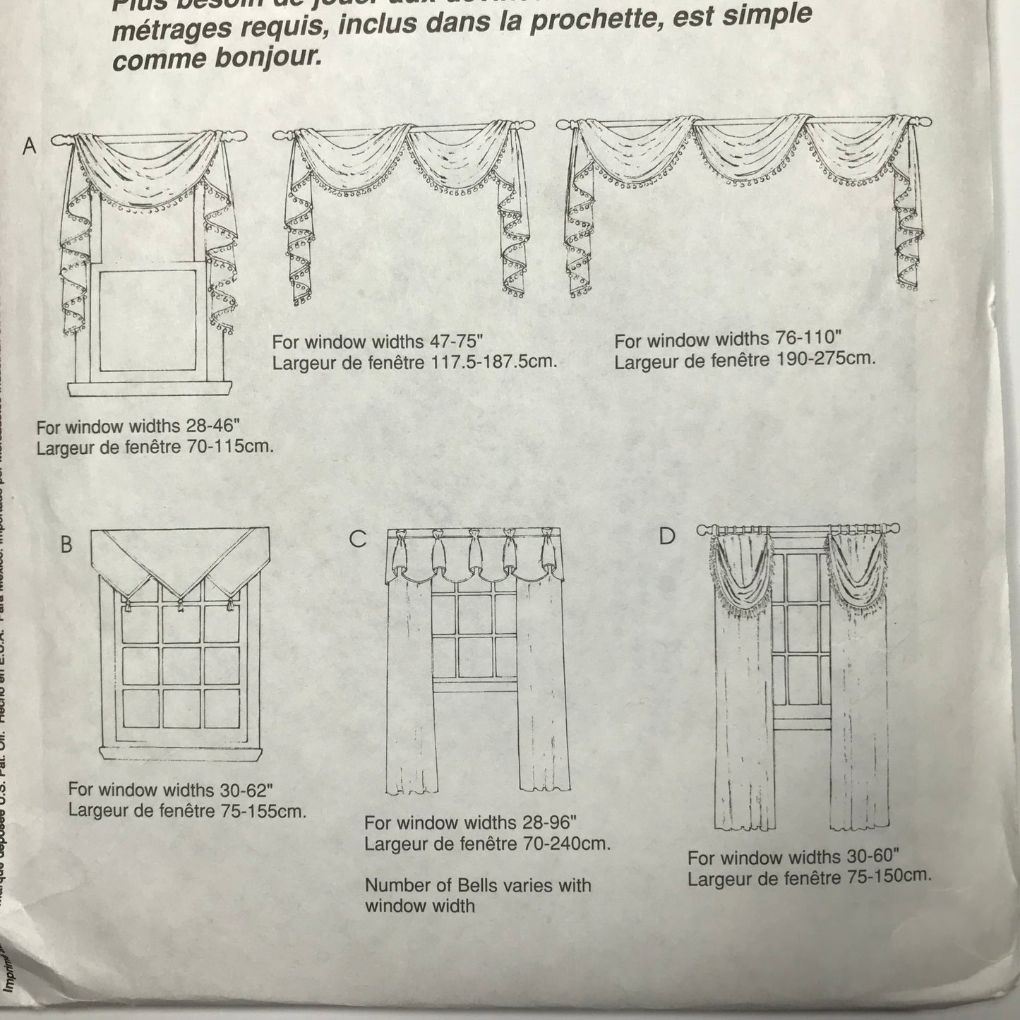 McCall's Home Dec In-A-Sec Sue Sampson Jiffy Over-The-Pole Swag, Handkerchief Valance, Imperial Valance with Drapes and Easy Swag Panels Pattern #2019