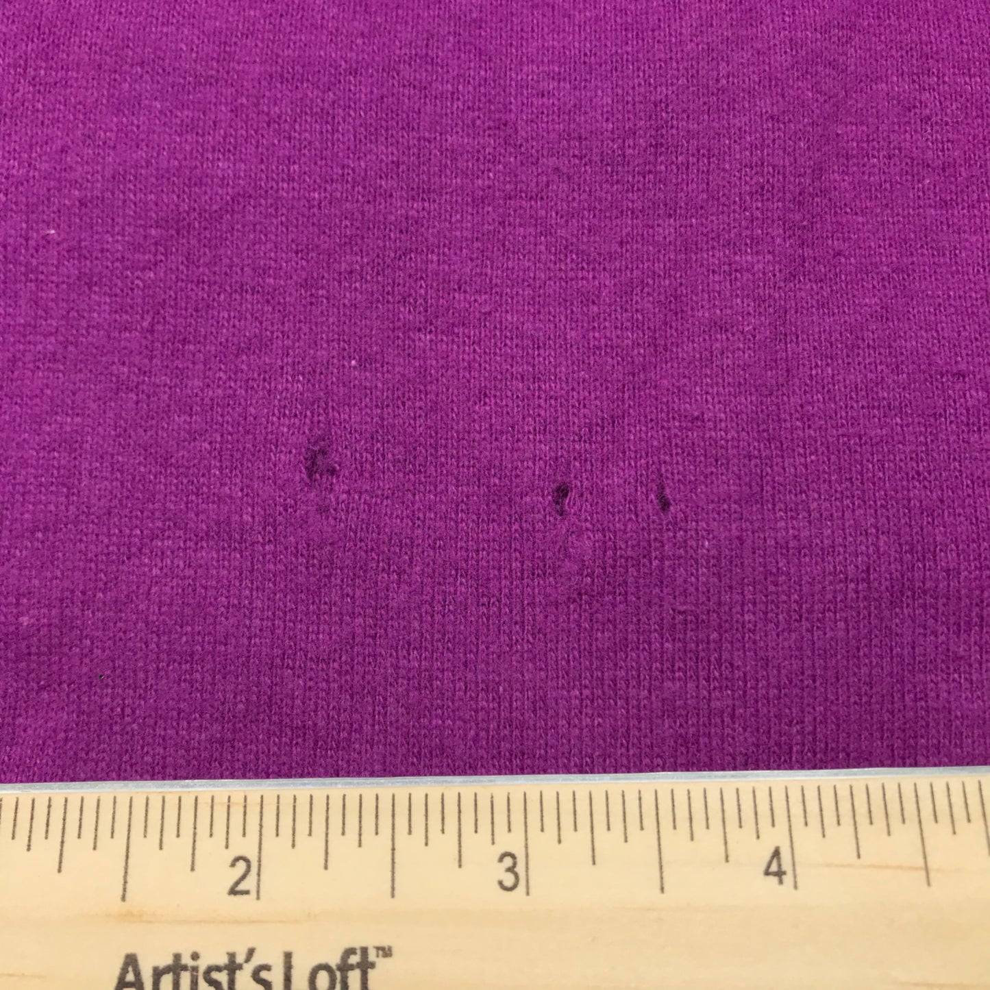 1 Yard Purple Stitched Tubular Brushed Back Micro 1x1 Rib Knit