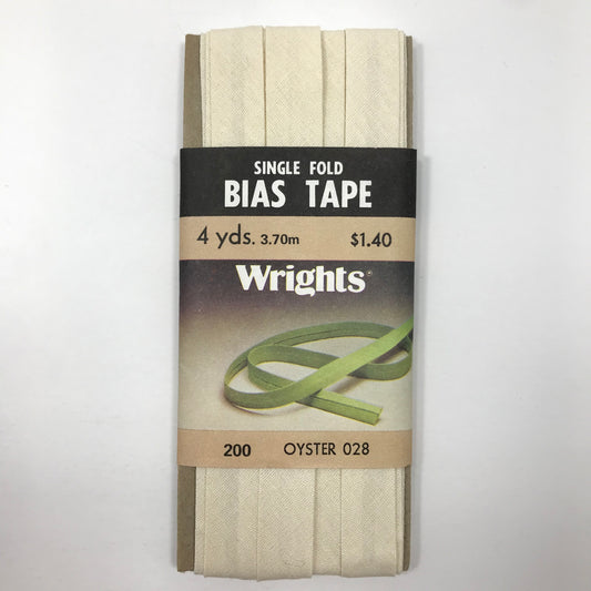 4 Yards Wrights Oyster White Polyester/Cotton Blend 1/2 Inch Single Fold Bias Tape