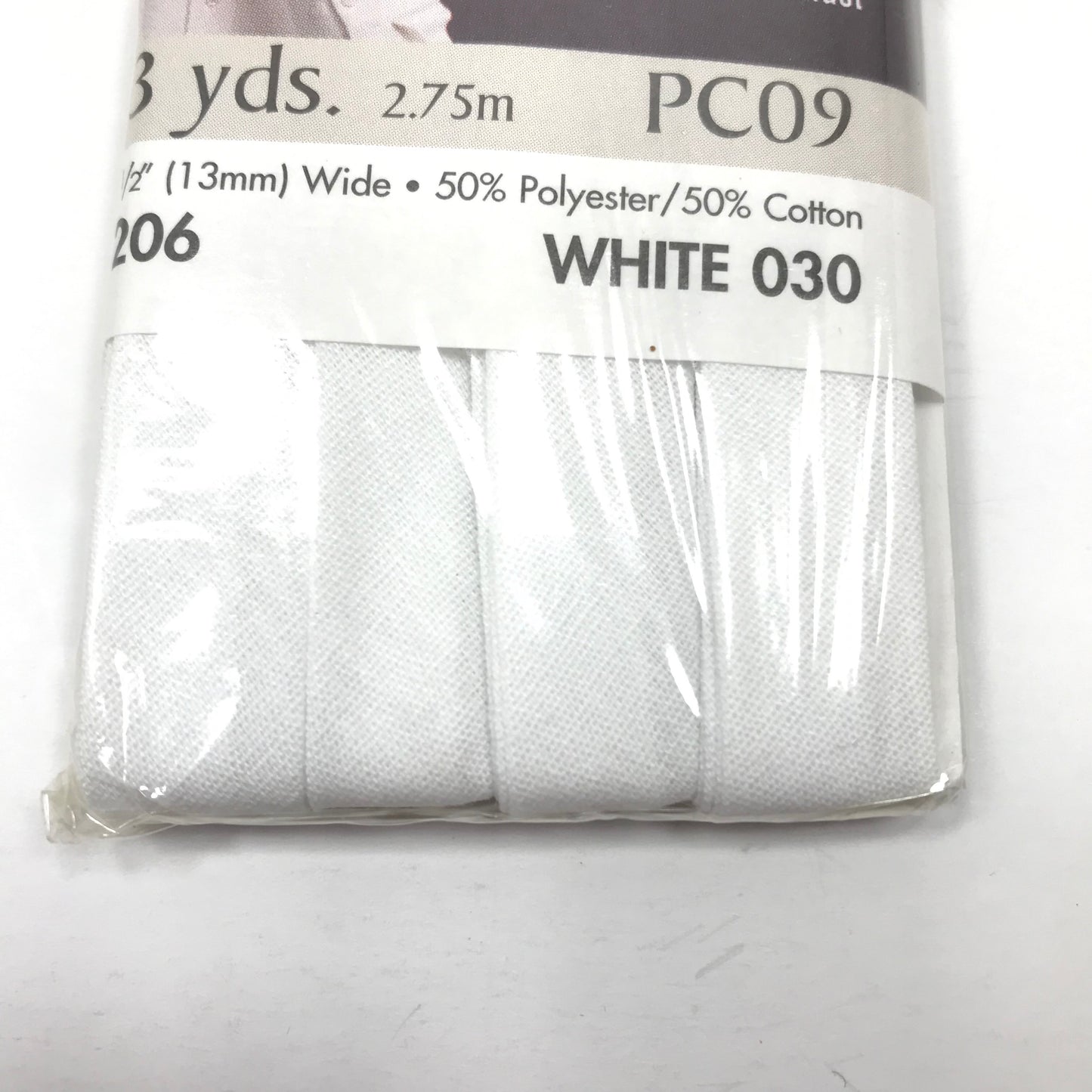 3 Yards Unopened Wrights Bright White Polyester/Cotton Blend 1/2 Inch Extra Wide Double Fold Bias Tape