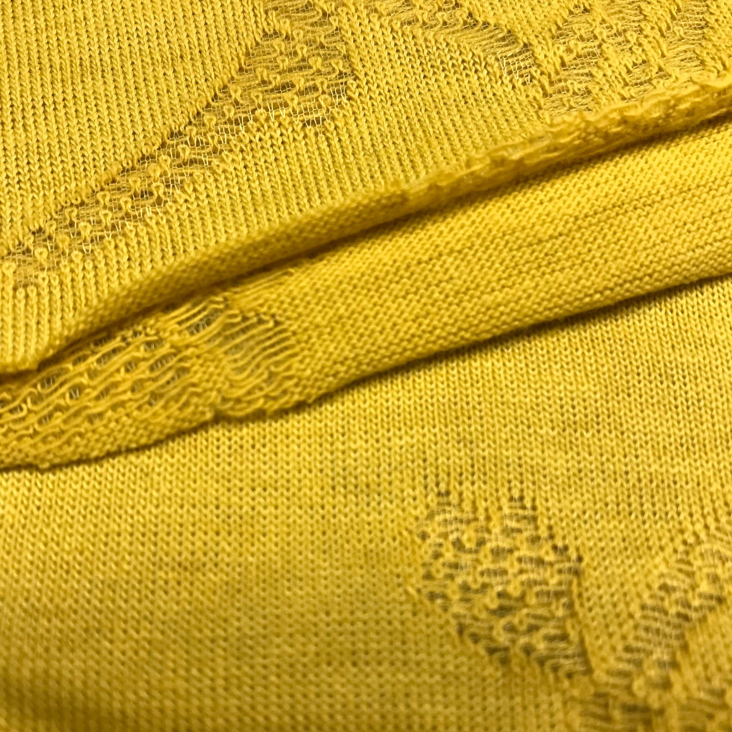 Mustard Yellow Jersey with Floral Knit Pattern