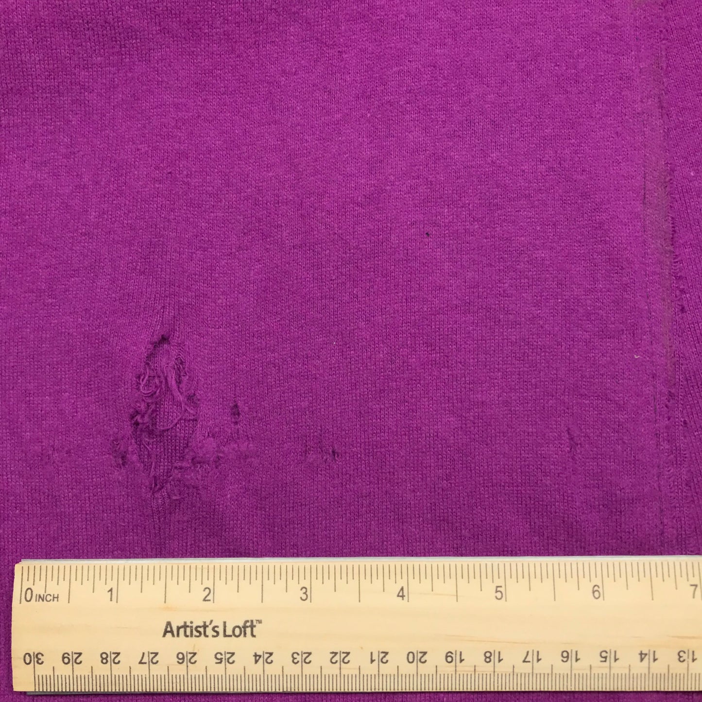 1 Yard Purple Stitched Tubular Brushed Back Micro 1x1 Rib Knit