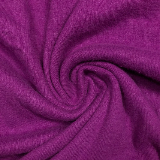 1 Yard Purple Stitched Tubular Brushed Back Micro 1x1 Rib Knit