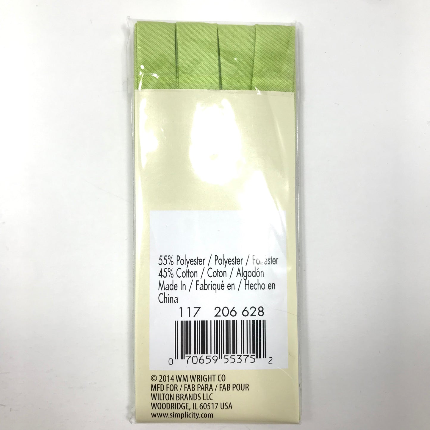 3 Yards Unopened Wrights Lime Green Polyester/Cotton Blend 1/2 Inch Extra Wide Double Fold Bias Tape