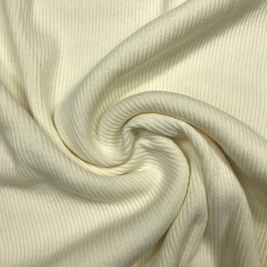 1/2 Yard Off White Tubular 2x2 Rib Knit Remnant