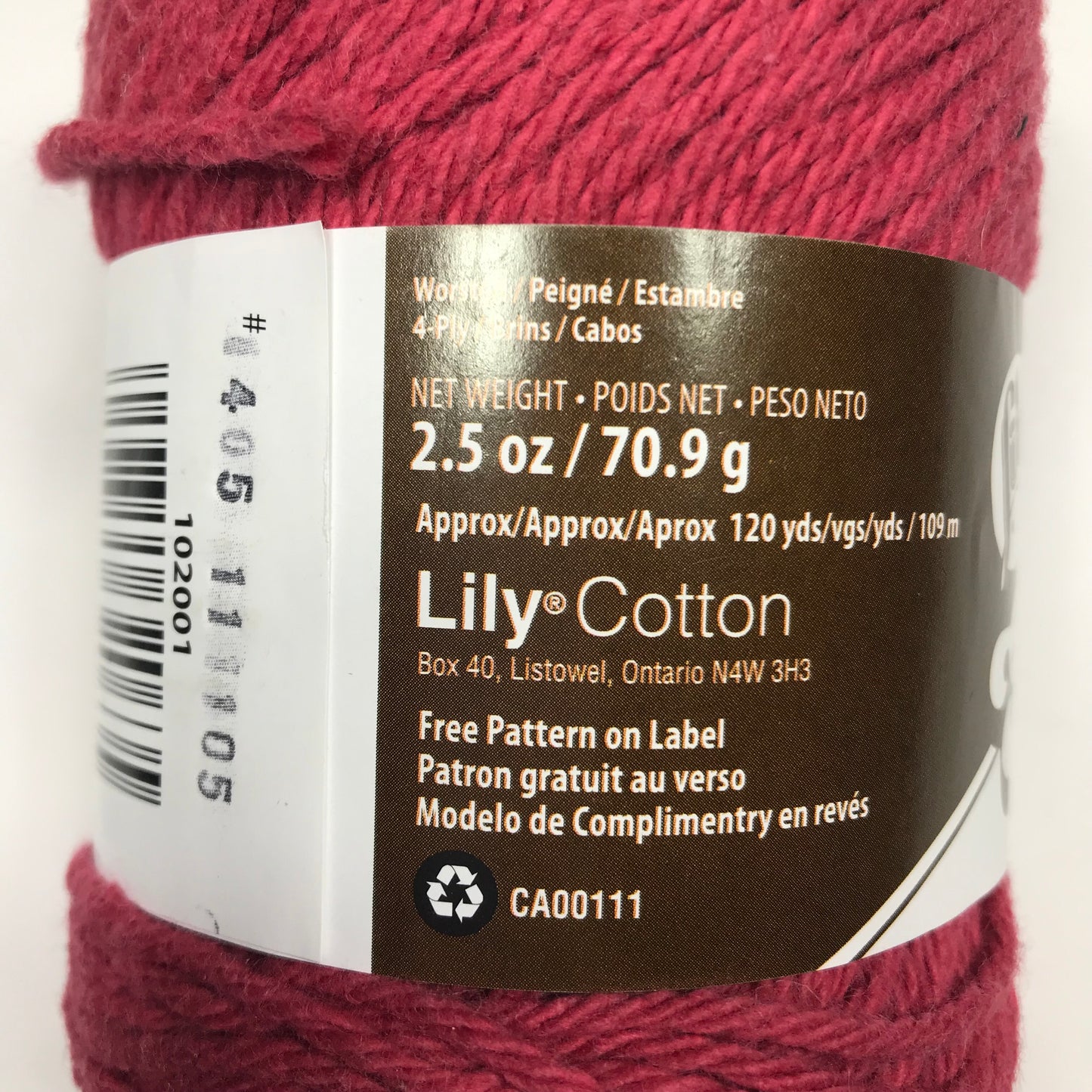 2.5 Ounces Country Red Lily Sugar'n Cream Worsted Weight 4 Ply Cotton Yarn Balls