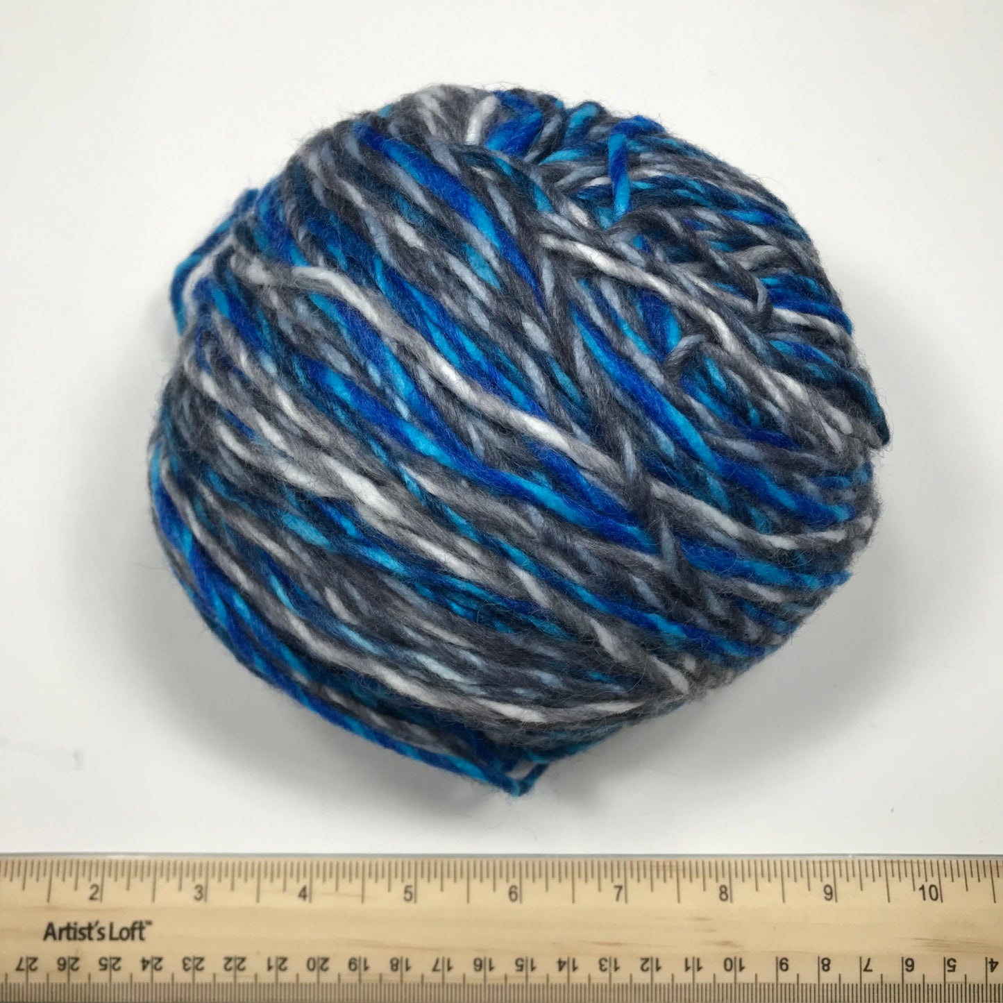 3.5 Ounces Bright Blue and Grey Marled Araucania Sayi Wool and Acrylic Blend Yarn