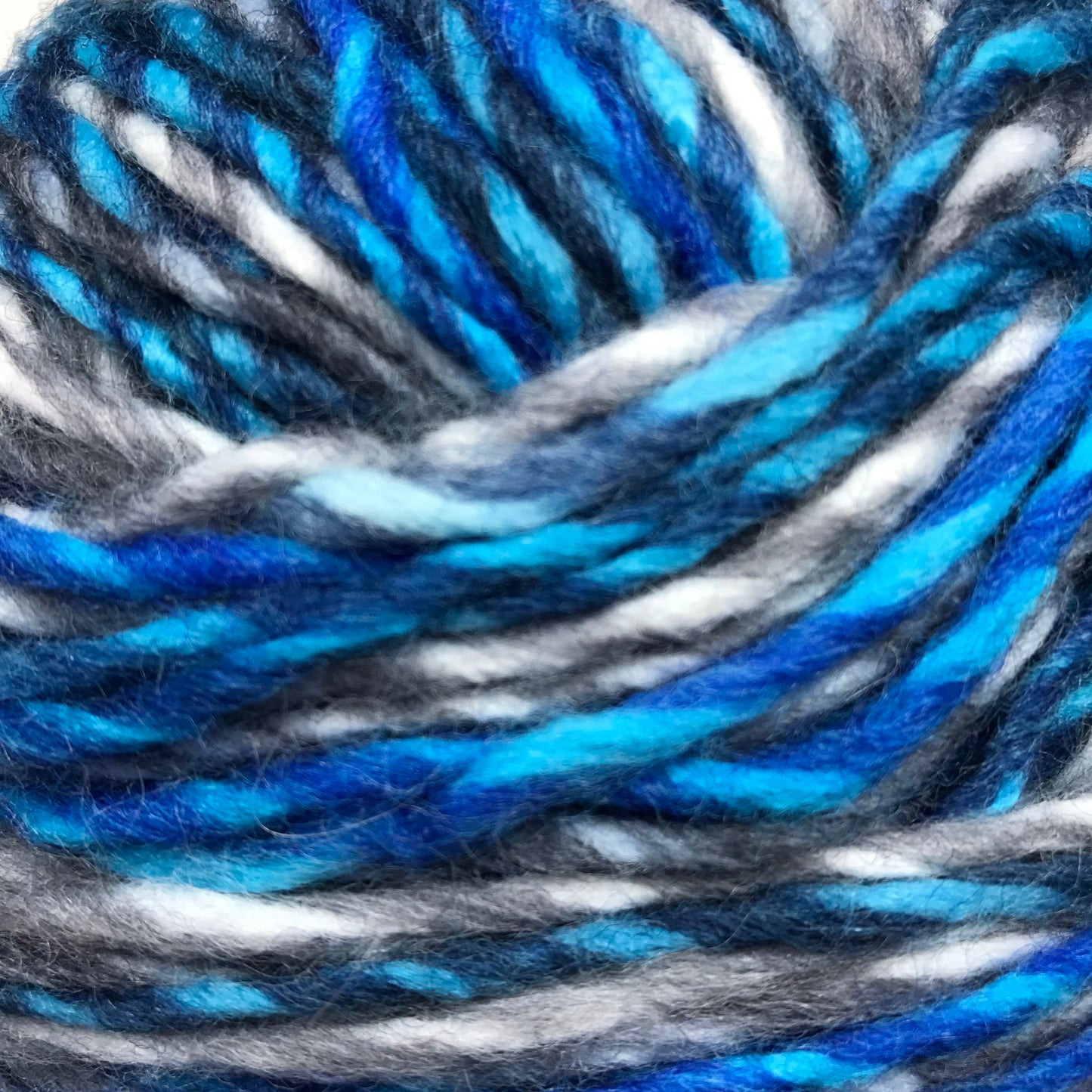 3.5 Ounces Bright Blue and Grey Marled Araucania Sayi Wool and Acrylic Blend Yarn