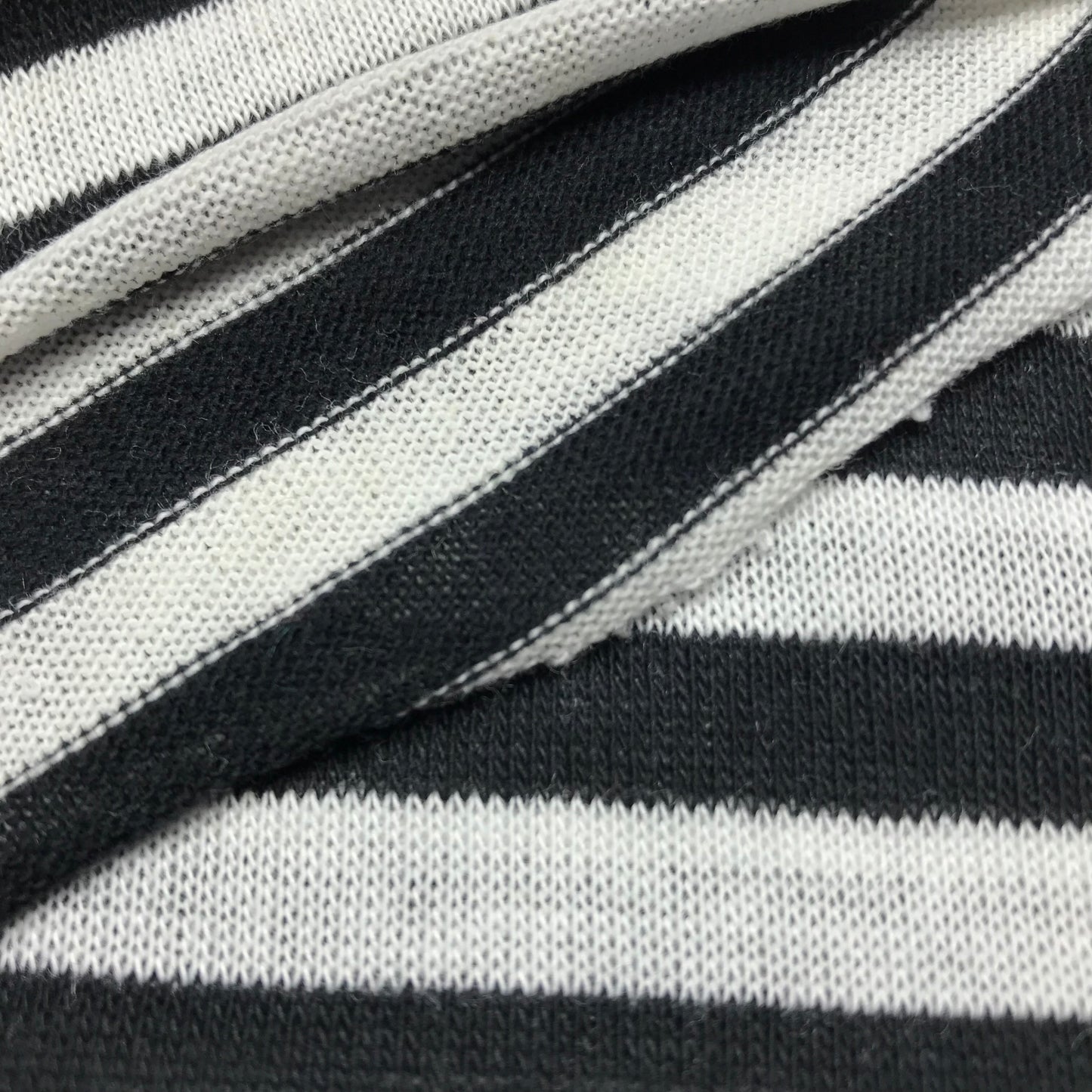 Black and White Striped Stitched Tubular Jersey Knit By-The-Yard