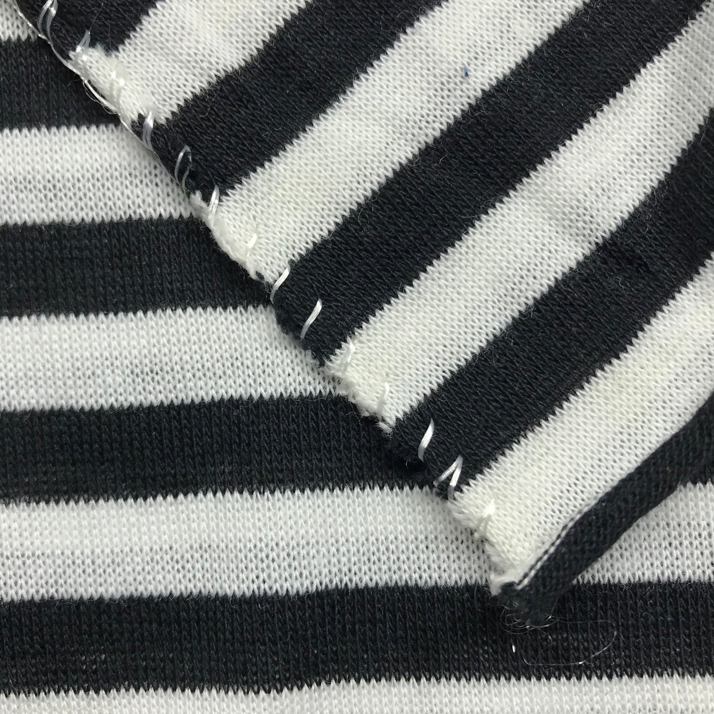 Black and White Striped Stitched Tubular Jersey Knit By-The-Yard