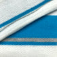 White and Turquoise Striped Stitched Tubular Herringbone Knit
