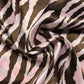 3/4 Yard Pale Pink and Brown Zebra Strips Patterned Satin Remnant