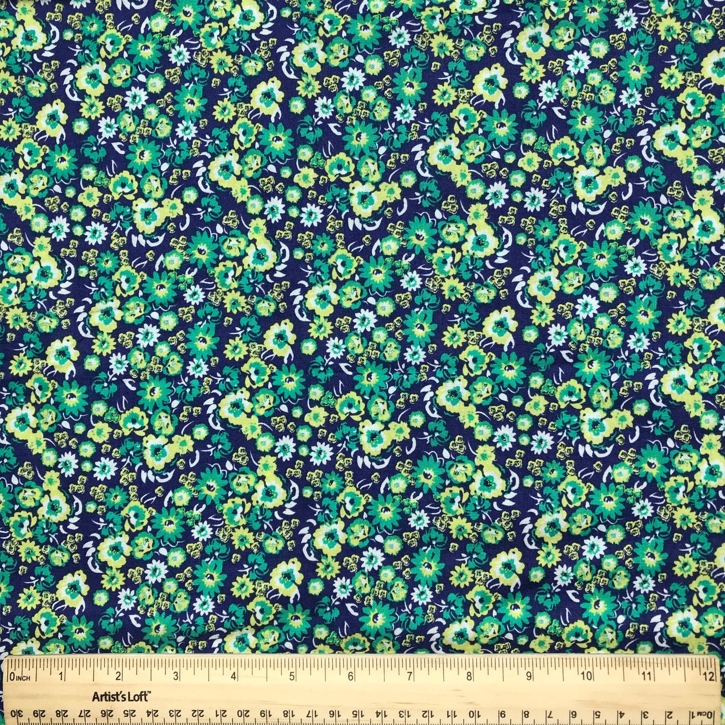 2 Yards Blue and Green Floral Printed Quilting Cotton