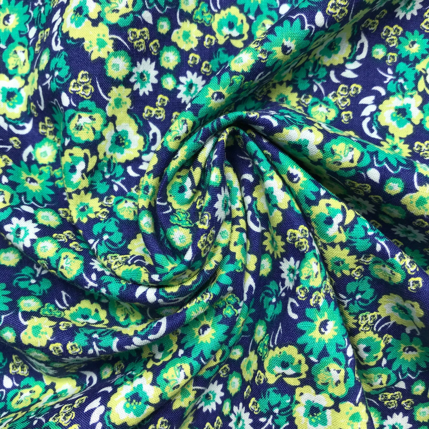 2 Yards Blue and Green Floral Printed Quilting Cotton