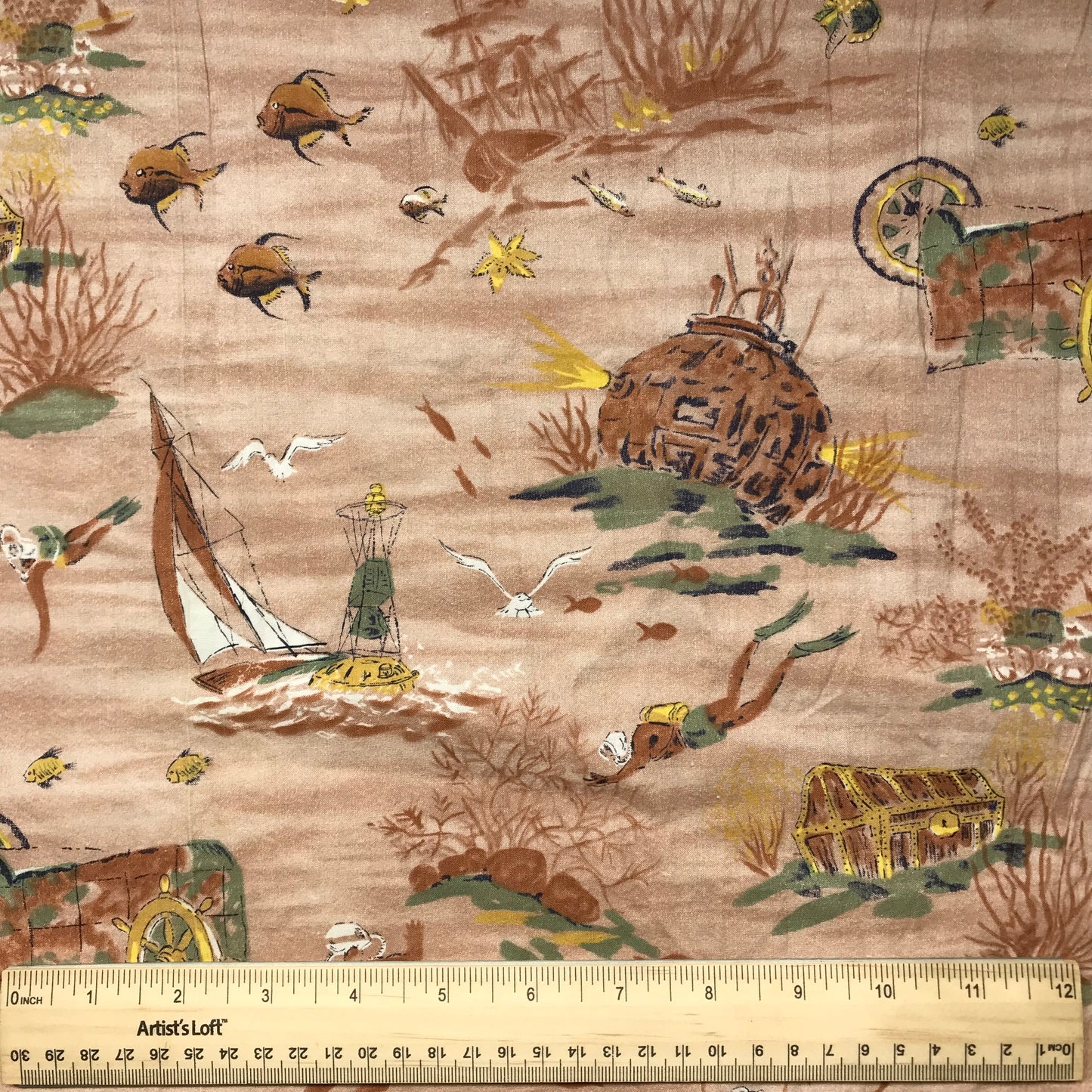 Diving For Treasure Printed Quliting Cotton By-The-Yard