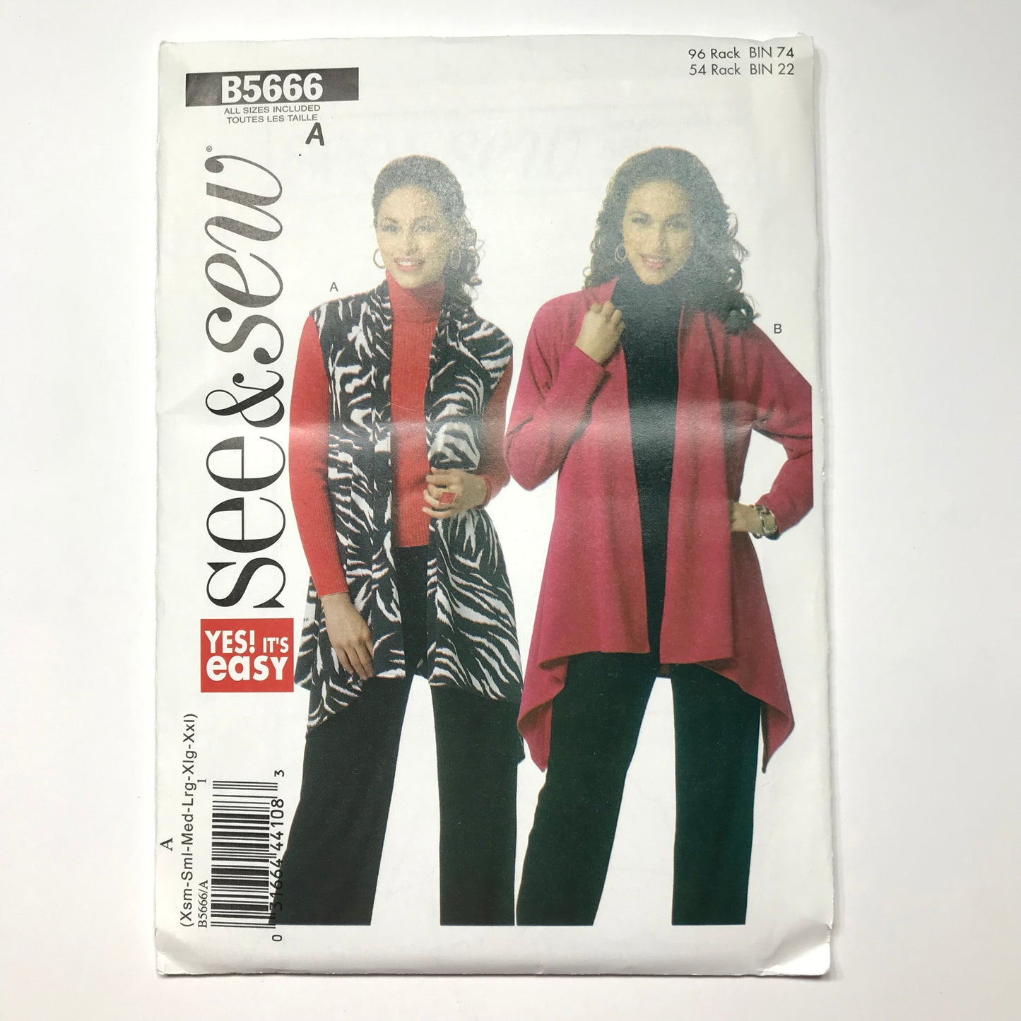 See & Sew Misses' Cardigan Pattern #B5666 Size Xsm-Sml-Med-Lrg-Xlg-Xxl