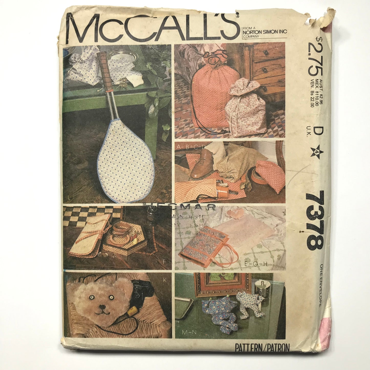 McCall's Easy Gifts Assorted Bags, Book Cover, Purse, Tennis Racket Cover and Bean Bag Toys Pattern #7378