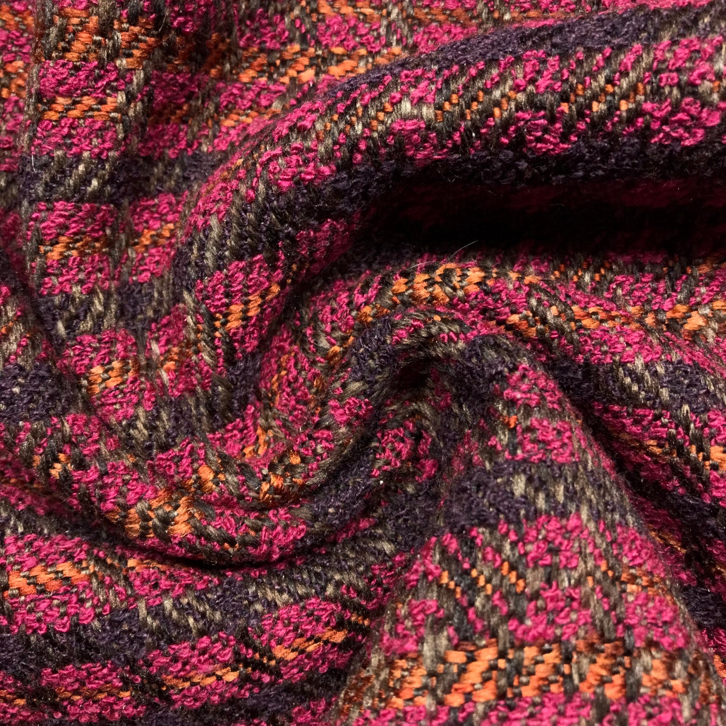 3/4 Yard Pink and Orange Plaid Heavyweight Tweed Remnant