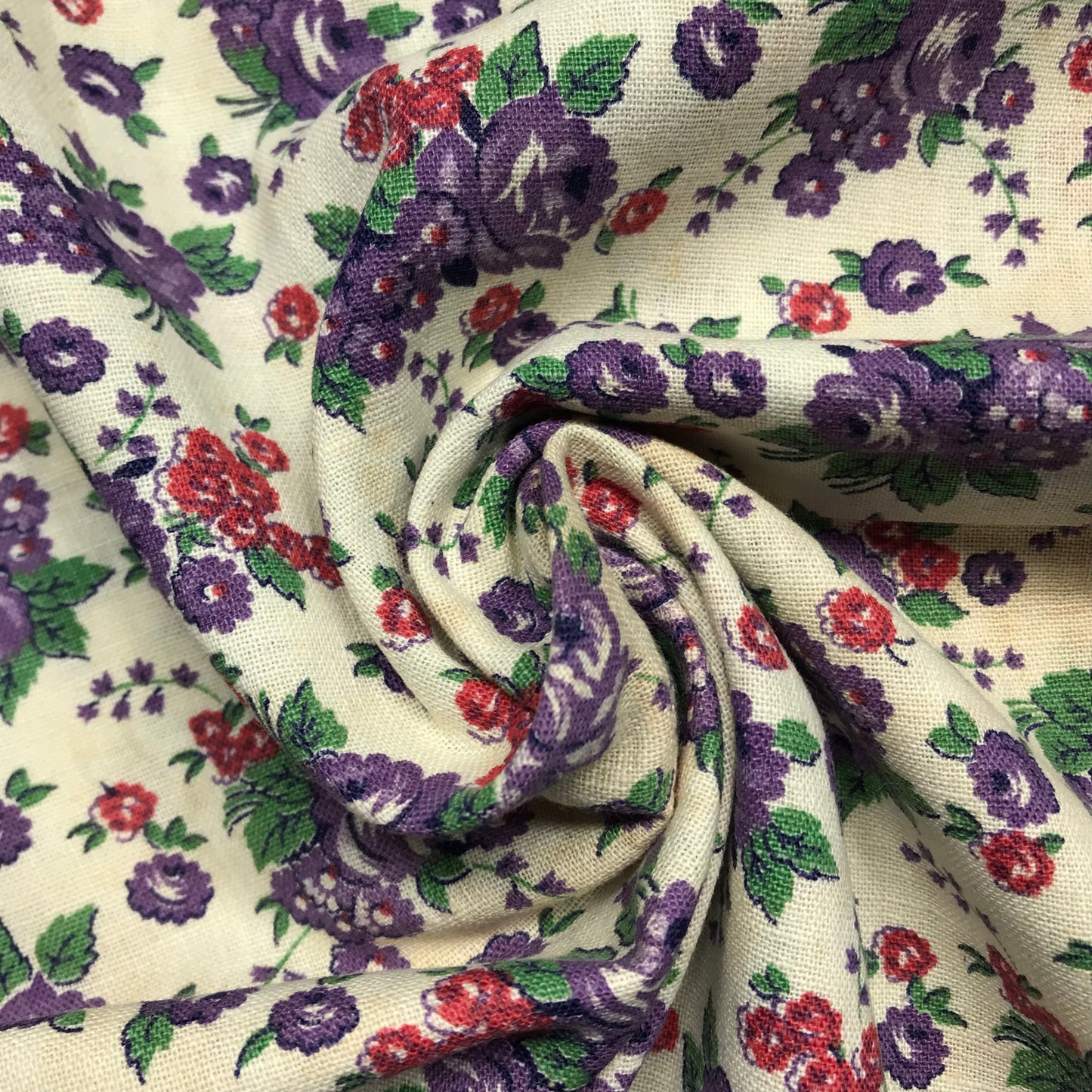 1 Yard Dainty Purple Floral Printed Feedsack Woven