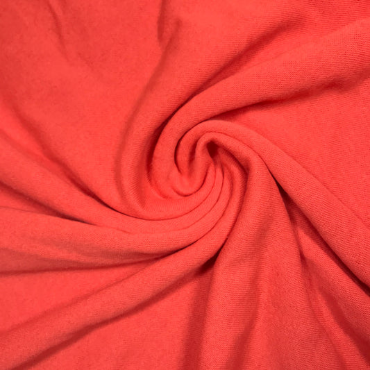 3/4 Yard Red-Orange Fleece-Backed Sweatshirt Jersey Knit Remnant