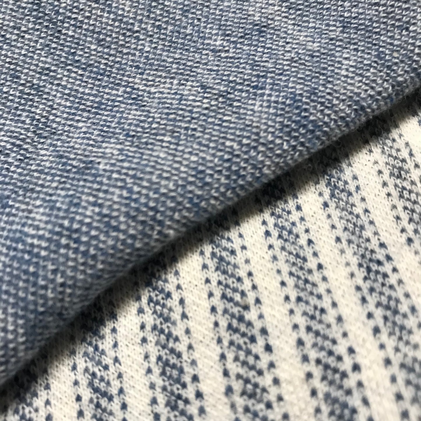 White & Blue Ticking Stripe Tubular Knit By-The-Yard