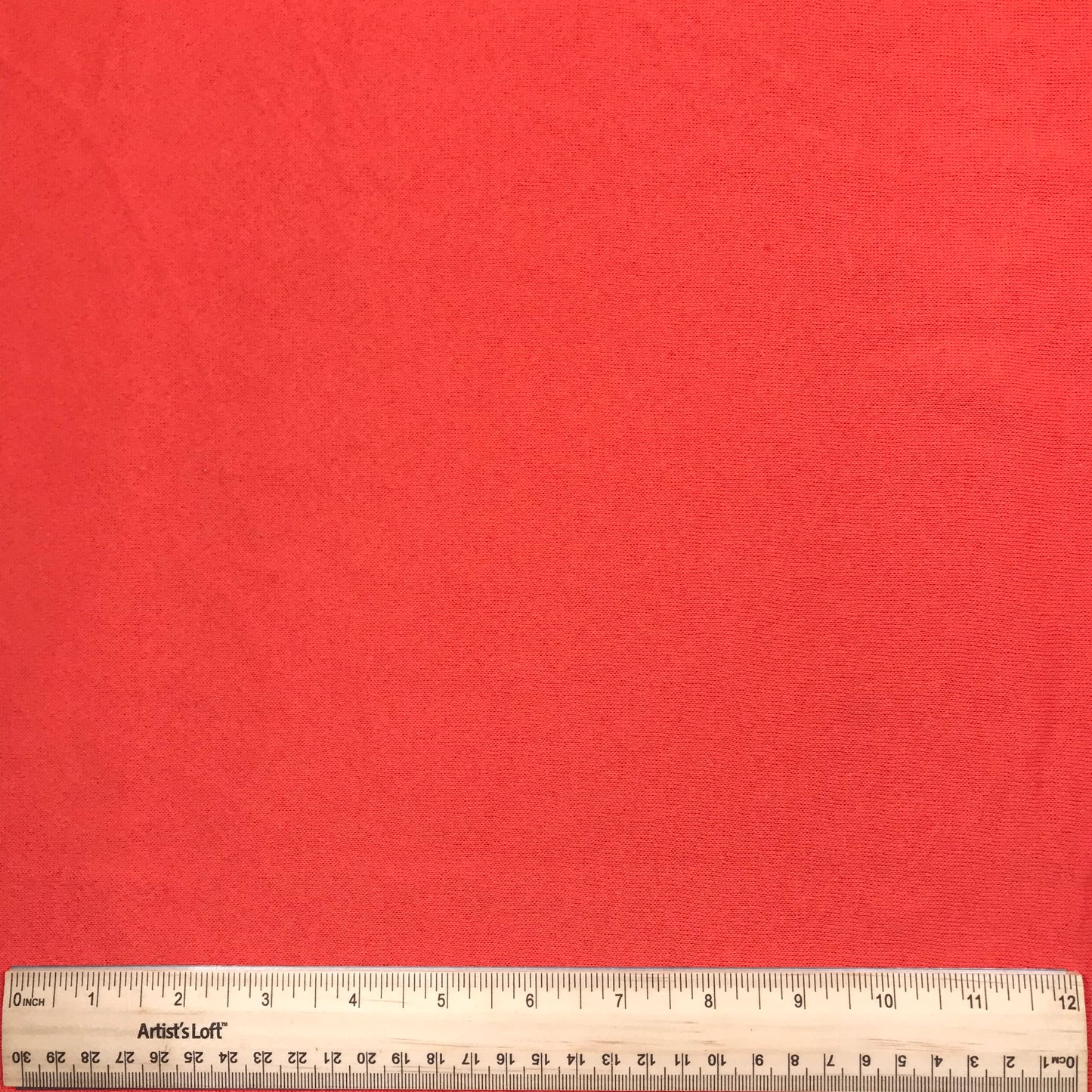 3/4 Yard Red-Orange Fleece-Backed Sweatshirt Jersey Knit Remnant